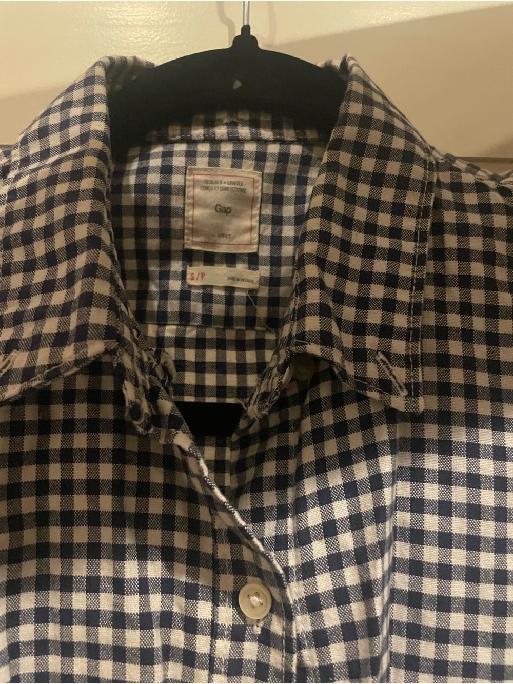 GAP Navy and White Gingham Shirt Jacket